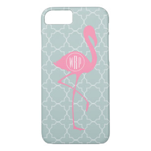Monogramm-rosa Flamingo + Quatrefoil Case-Mate iPhone Hülle
