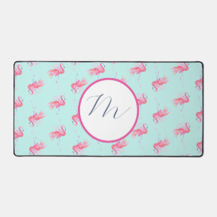 Monogramm Rosa Flamingo Süß Schreibtischunterlage