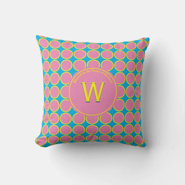 MONOGRAMM | Rosa Gelb | SPOTS | Schrift Kissen (Vorderseite)