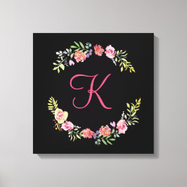 Monogramm, rosa, gelb und grün leinwanddruck