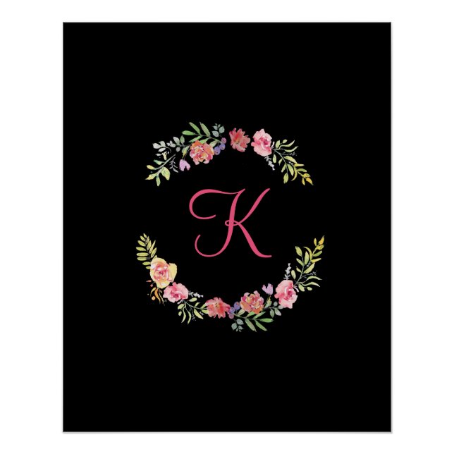 Monogramm, rosa, gelb und grün poster (Vorderseite)