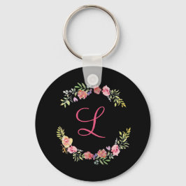 Monogramm, rosa, gelb und grün schlüsselanhänger