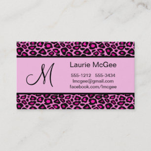 Monogramm-rosa Gepard/Leopard (#BUS 023) Visitenkarte