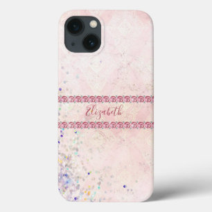 Monogramm Rosa Glitzerschmuck Bling Weiblich Trend Case-Mate iPhone Hülle