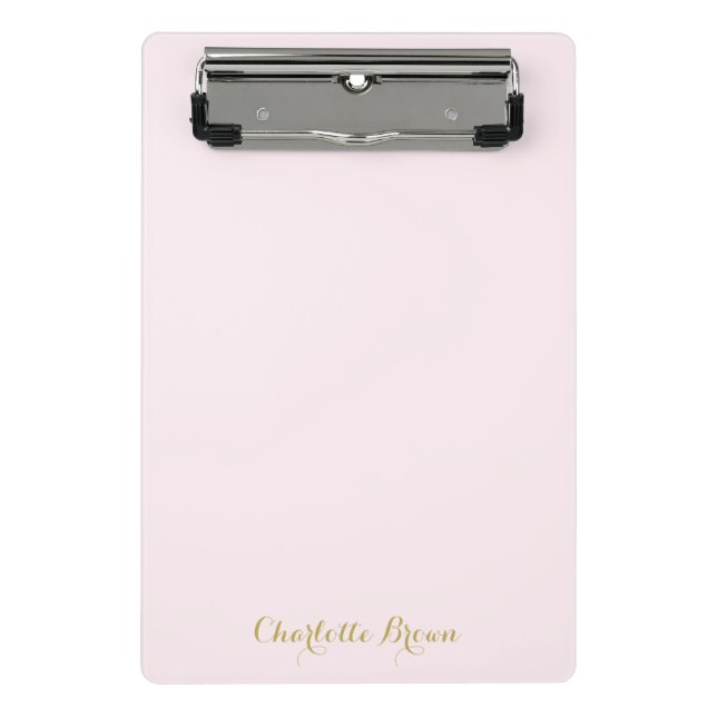 Monogramm Rosa Gold Modern Minimalistisch Mini Klemmbrett (Vorderseite)
