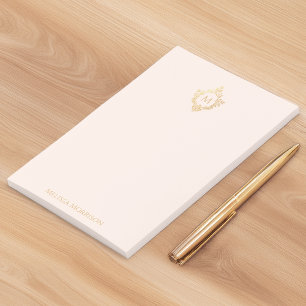 Monogramm Rosa Gold Wappen Elegant Weiblicher Name Post-it Klebezettel