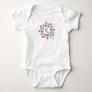 Monogramm, rosa-graue Rose Baby Strampler