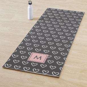 Monogramm-Rosa-Herzmuster  Yogamatte