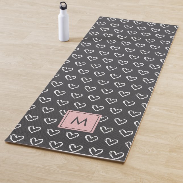 Monogramm-Rosa-Herzmuster  Yogamatte (Beispiel)