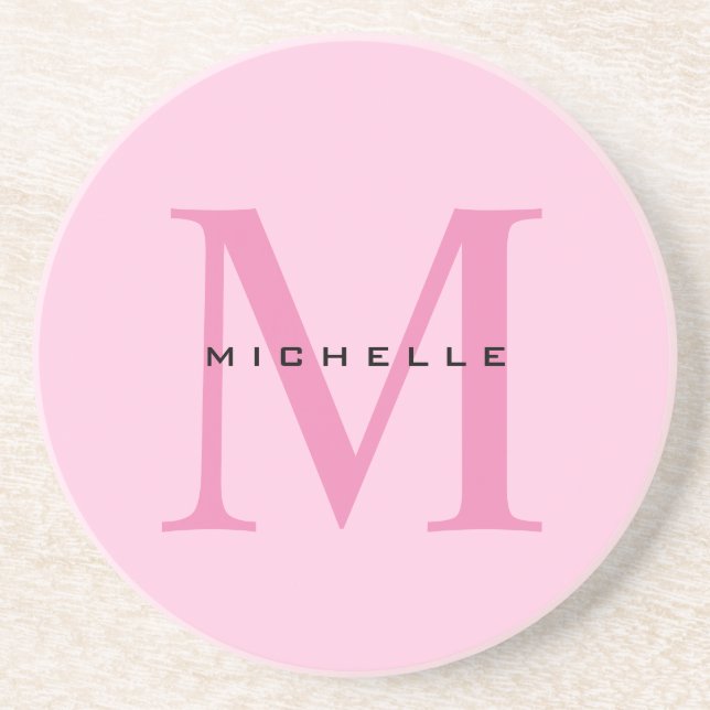 Monogramm Rosa Ihr Name Sondergeschenk Geliebte ei Getränkeuntersetzer (Vorne)