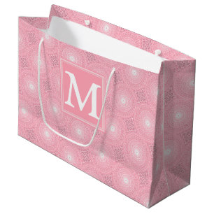 Monogramm-Rosa-Kreismuster Große Geschenktüte