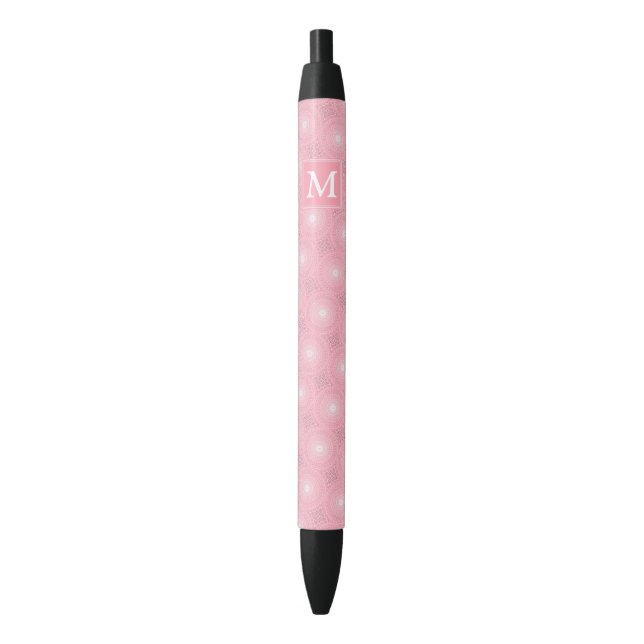 Monogramm-Rosa-Kreismuster Kugelschreiber (Vorderseite Vertikal)