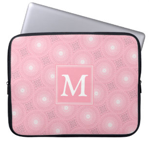 Monogramm-Rosa-Kreismuster Laptopschutzhülle