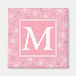 Monogramm-Rosa-Kreismuster Magnet