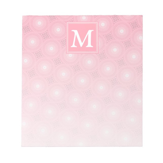 Monogramm-Rosa-Kreismuster Notizblock (Vorderseite)