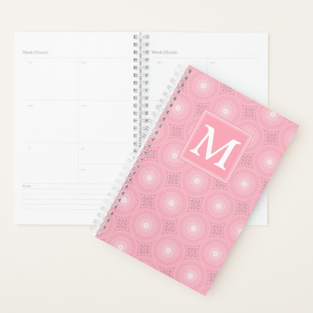 Monogramm-Rosa-Kreismuster Planer (Anzeige)