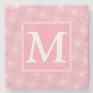 Monogramm-Rosa-Kreismuster Steinuntersetzer