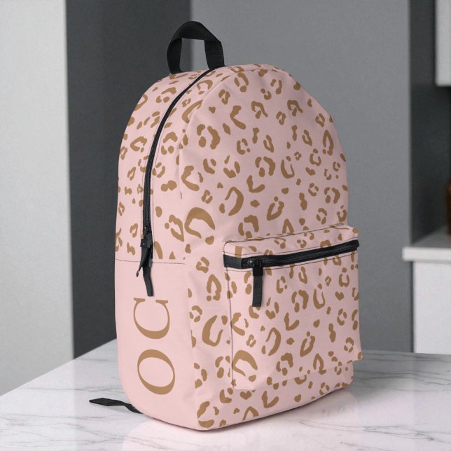 Monogramm Rosa Leopardenmuster Süßes Mädchenhaftes Bedruckter Rucksack (Monogram Pink Leopard Pattern Cute Girly Girls Printed Backpack)