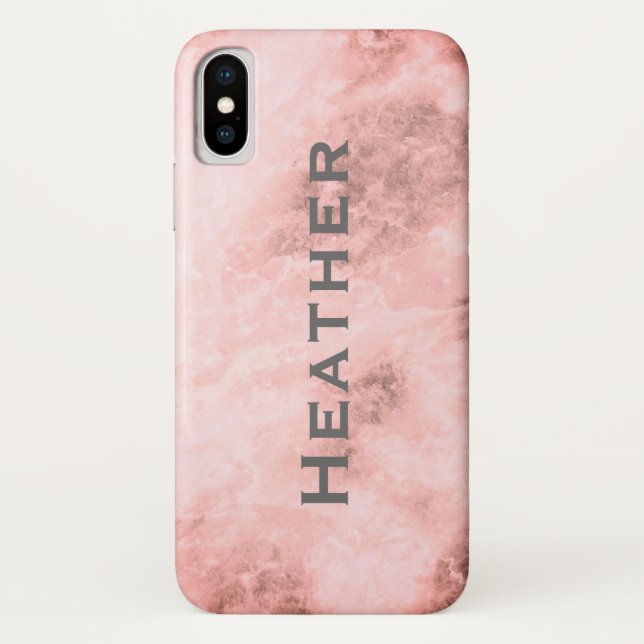 Monogramm rosa Marmor Hintergrund Case-Mate iPhone Hülle (Rückseite)
