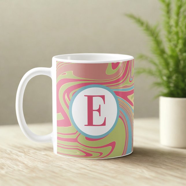 Monogramm Rosa Marmor Kaffeetasse (Von Creator hochgeladen)