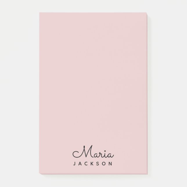 Monogramm Rosa Minimalistische Feminine Post-it Klebezettel (Vorderseite)