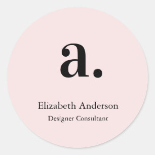 Monogramm Rosa Modern Minimalistisch Weiblich Runder Aufkleber