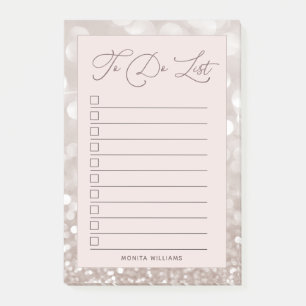 Monogramm Rosa modern zum Listenieren von Funkeln Post-it Klebezettel