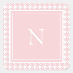 Monogramm Rosa Pastell Hahnenfuß-Karo  Quadratischer Aufkleber