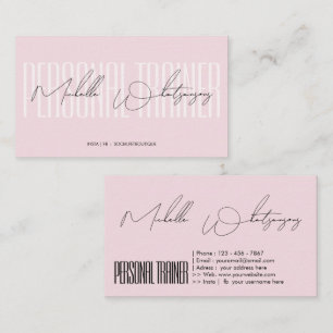 Monogramm rosa PERSONAL TRAINER moderne Schrift Visitenkarte