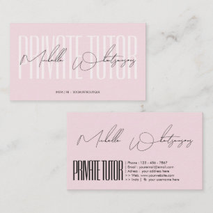 Monogramm rosa PRIVATE TUTOR moderne Schrift Visitenkarte