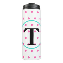 Monogramm rosa Punkte Thermosbecher