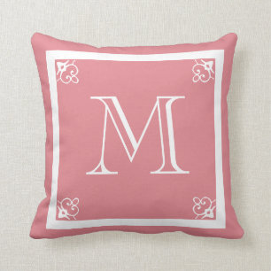 MONOGRAMM Rosa-Rosa-Blüte Kissen