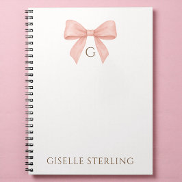 Monogramm Rosa Schleifen Wasserfarbe Notizblock