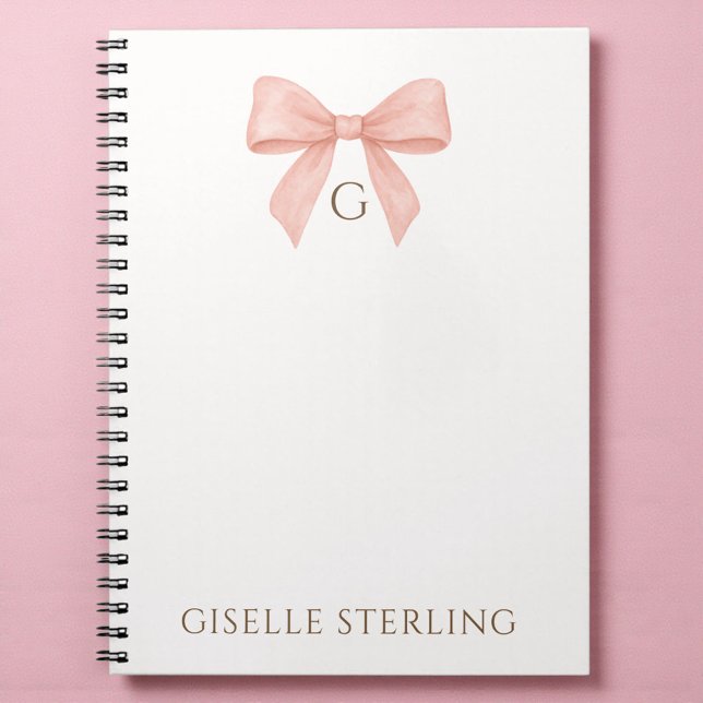 Monogramm Rosa Schleifen Wasserfarbe Notizblock (Von Creator hochgeladen)