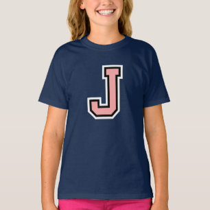 Monogramm Rosa Schwarz Weiß College Initiale J T-Shirt