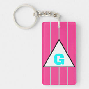 Monogramm Rosa Silberstreifen Schlüsselanhänger