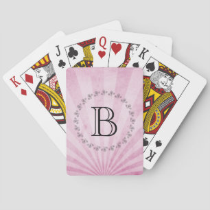 Monogramm Rosa Sonnenstrahlen mit einer schäbigen Spielkarten