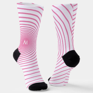 Monogramm Rosa Streifen Weiße Socken - Farben ausw