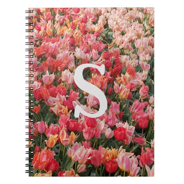 Monogramm Rosa Tulpen iPhone-Hülle Notizblock (Vorderseite)