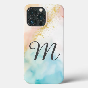 Monogramm Rosa und Blau mit Imitat-Glitzer Case-Mate iPhone Hülle