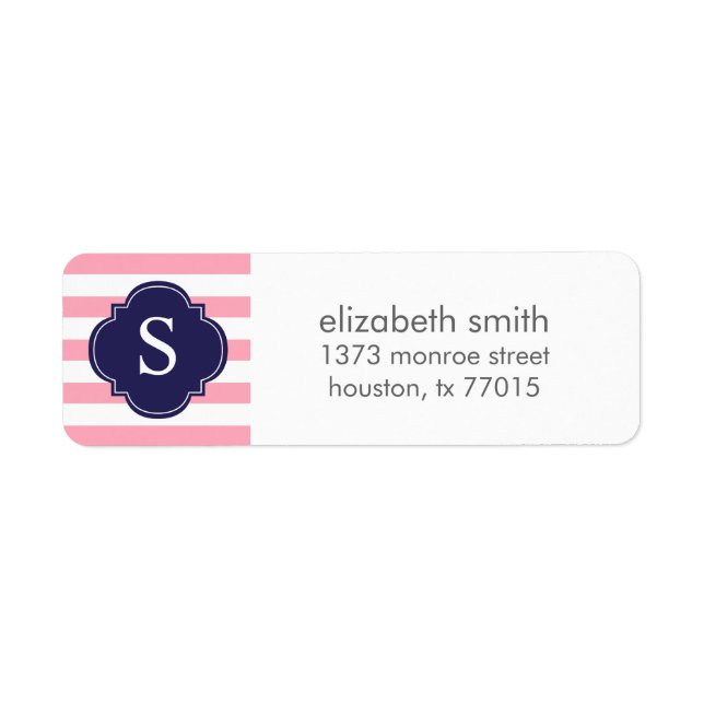 Monogramm Rosa und Blaue Streifen (Vorne)