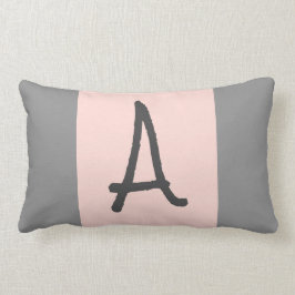 Monogramm-rosa und graues Akzentlumbar-Kissen Lendenkissen