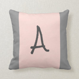 Monogramm, rosa und graues Kissen