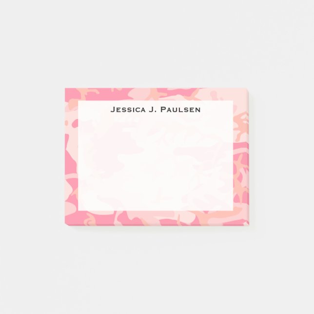 Monogramm Rosa und Pfirsich-Tarnmuster Post-it Klebezettel (Vorderseite)