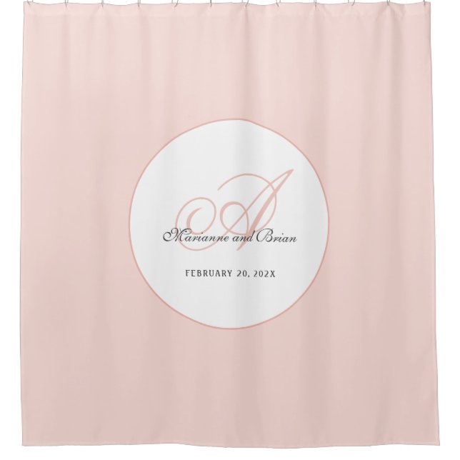 Monogramm Rosa und Weiß Duschvorhang (Vorderseite)