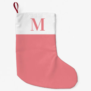 Monogramm Rosa und Weiß Personalisiert Kleiner Weihnachtsstrumpf