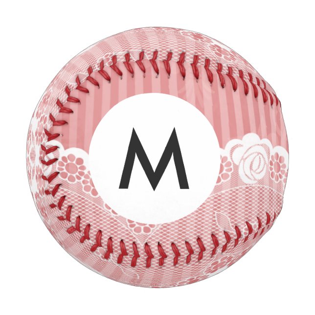Monogramm Rosa und weißer Hintergrund mit schwarze Baseball (Vorderseite Links)