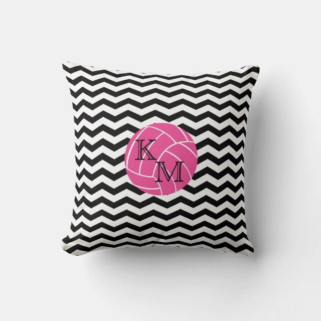 Monogramm-rosa Volleyball-Zickzack Druck-Kissen Kissen (Vorderseite)