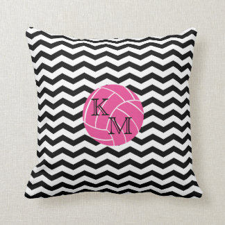Monogramm-rosa Volleyball-Zickzack Druck-Kissen Kissen