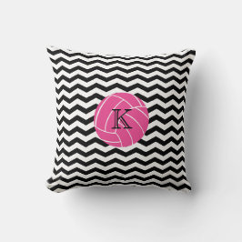 Monogramm-rosa Volleyball-Zickzack Druck-Kissen Kissen